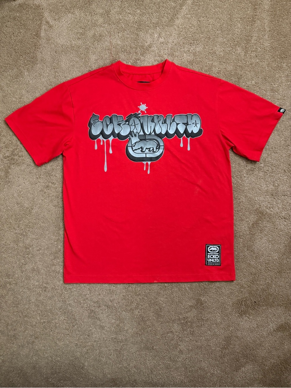Ecko Unltd T-Shirt Mens Medium Red Rhino Graphic Streetwear Classic Tee